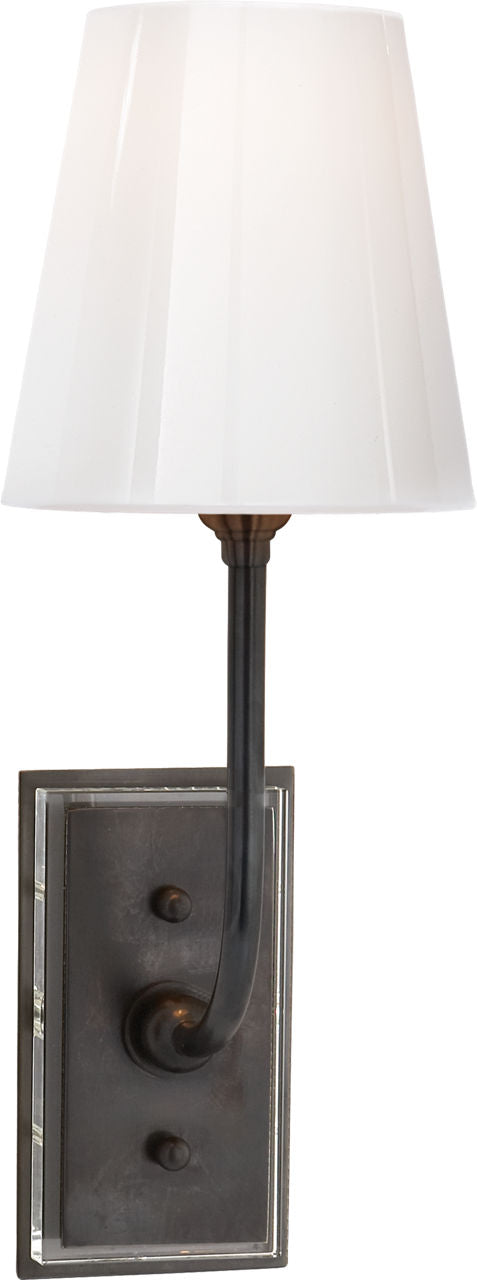 Hulton Sconce | Bronze | Crystal Backplate and White Glass Shade