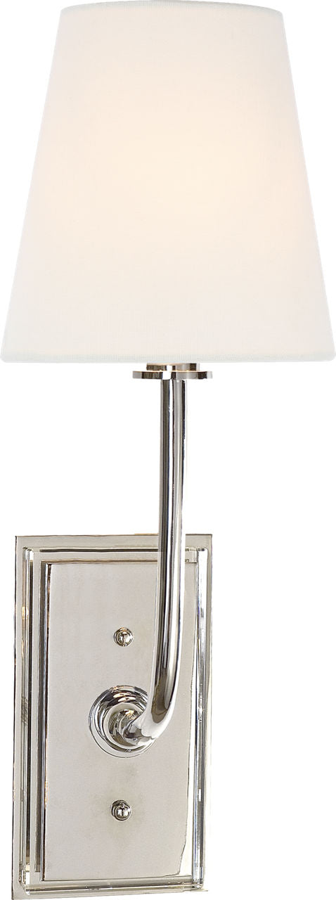 Hulton Sconce | Polished Nickel | Crystal Backplate | Linen Shade