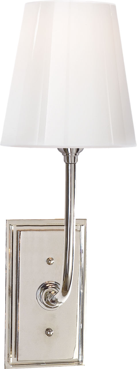 Hulton Sconce | Polished Nickel | Crystal Backplate and White Glass Shade