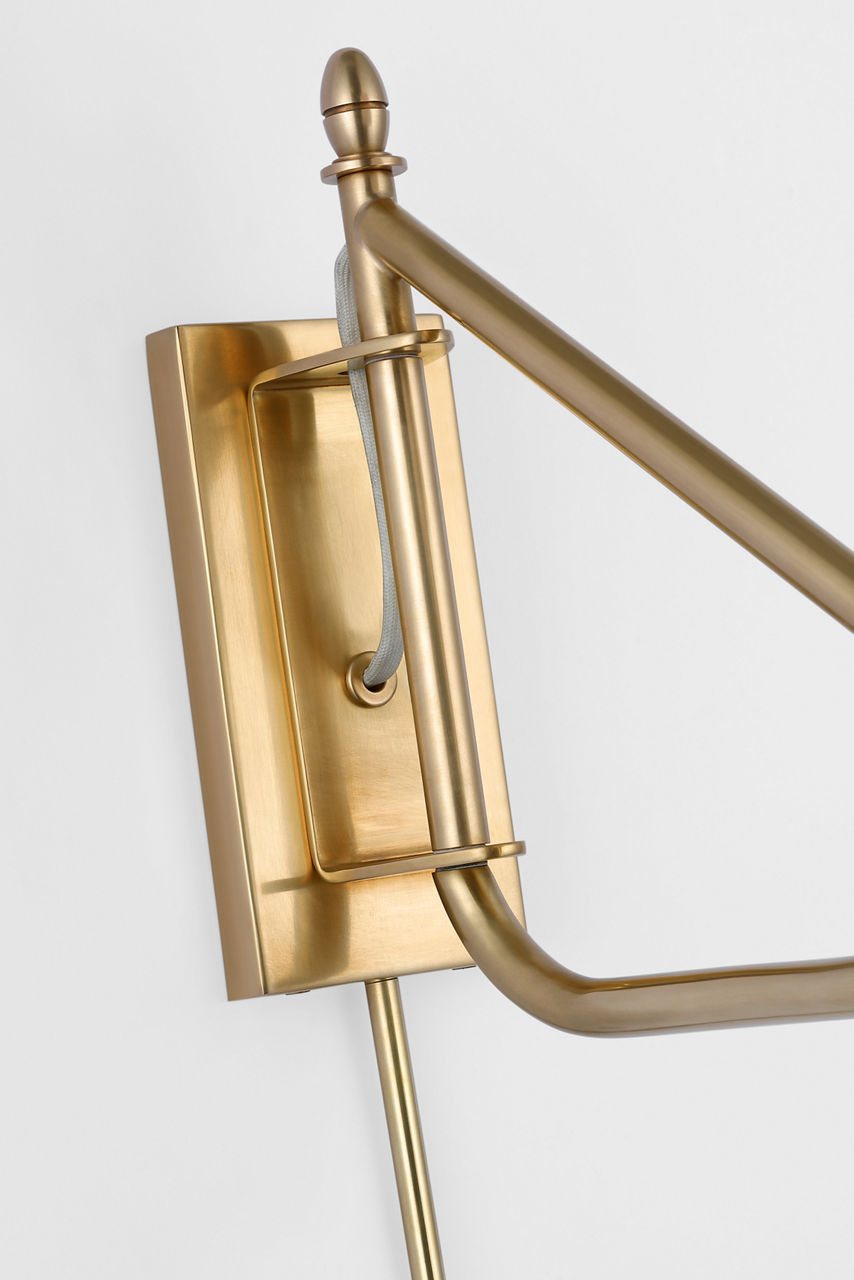 Paulo Small Bracket Light | Hand-Rubbed Antique Brass | Linen Shade
