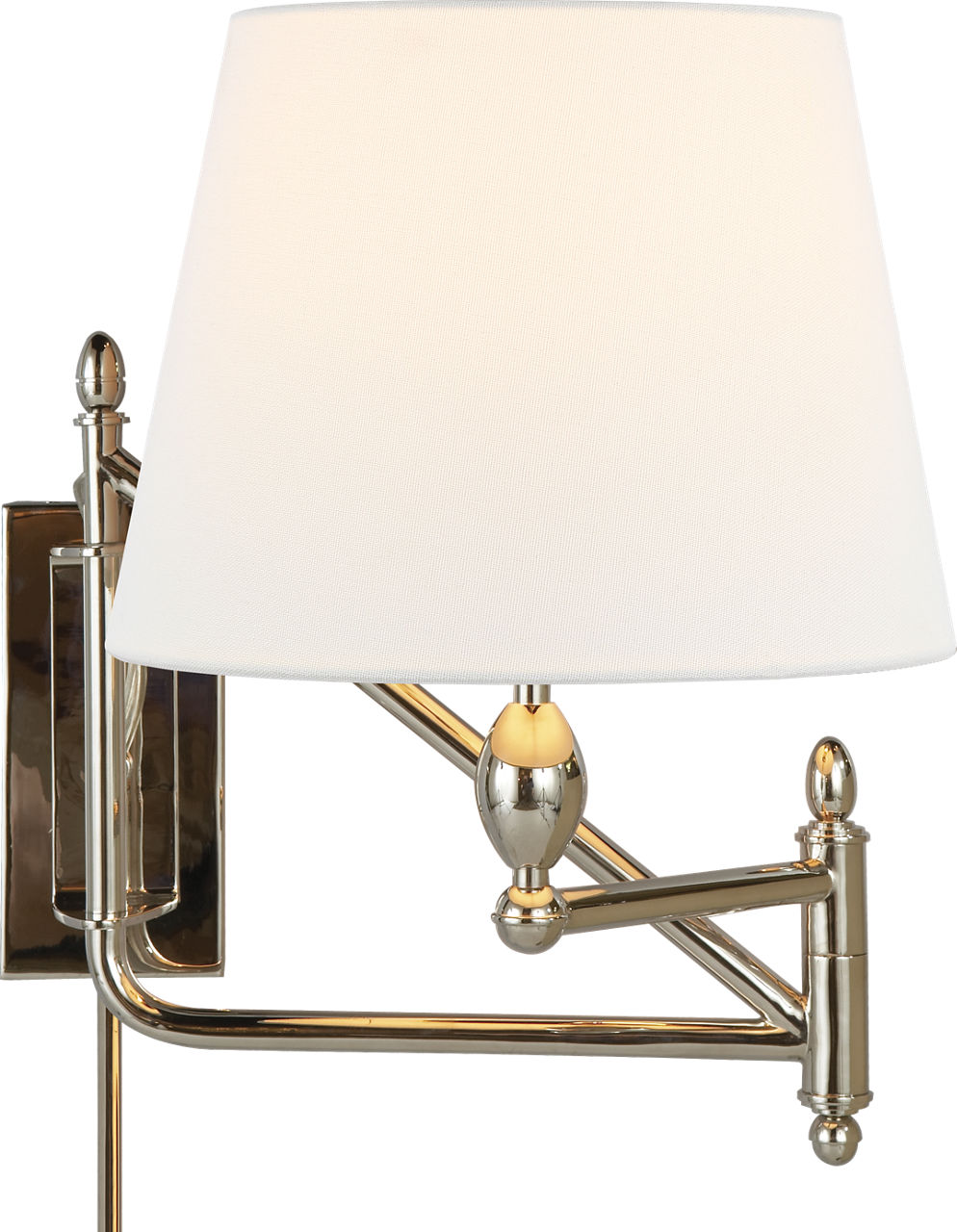 Paulo Small Bracket Light | Polished Nickel | Linen Shade