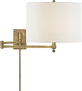 Hudson Swing Arm | Hand-Rubbed Antique Brass | Linen Shade