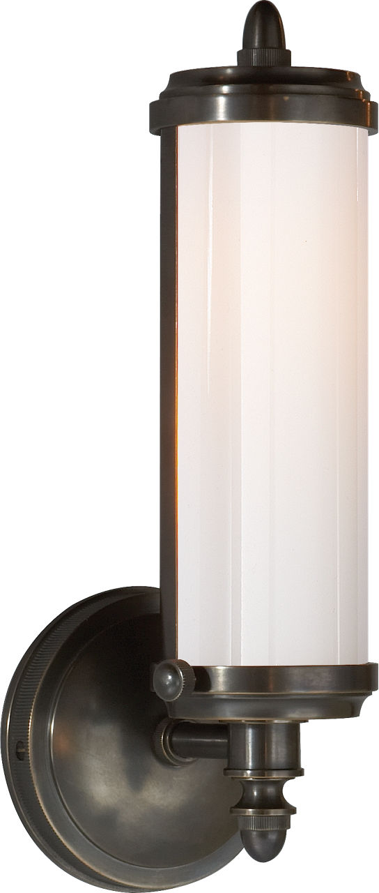 Merchant Single Bath Light | Bronze | White Glass