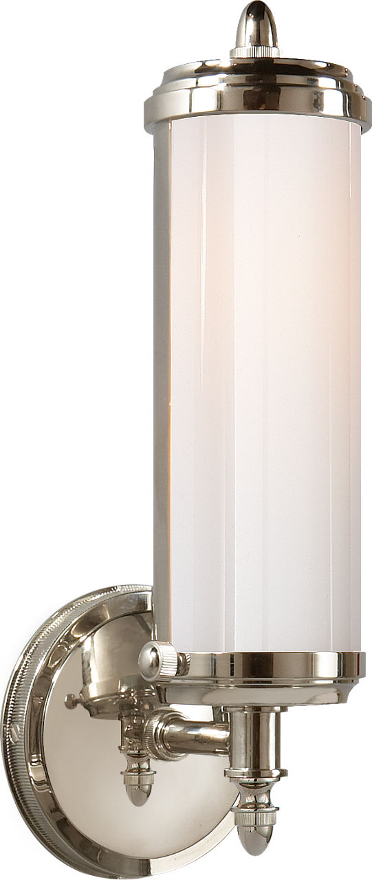 Merchant Single Bath Light | Polished Nickel | White Glass