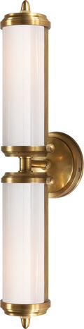 Merchant Double Bath Light | Hand-Rubbed Antique Brass | White Glass