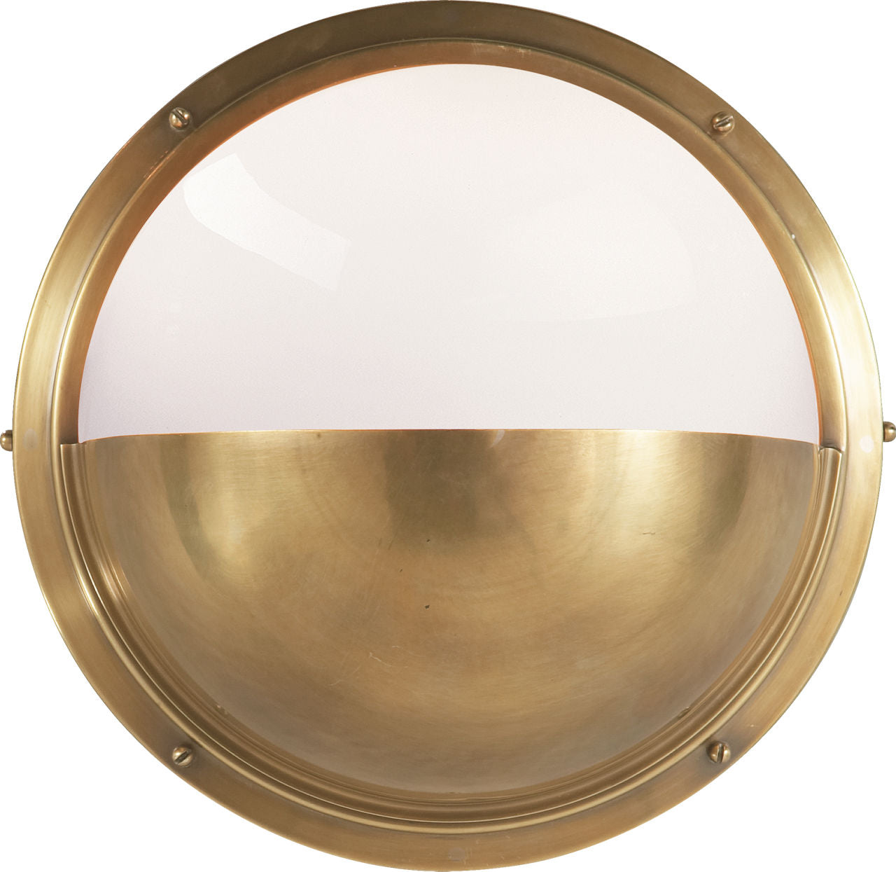 Pelham Moon Light | Hand-Rubbed Antique Brass | White Glass