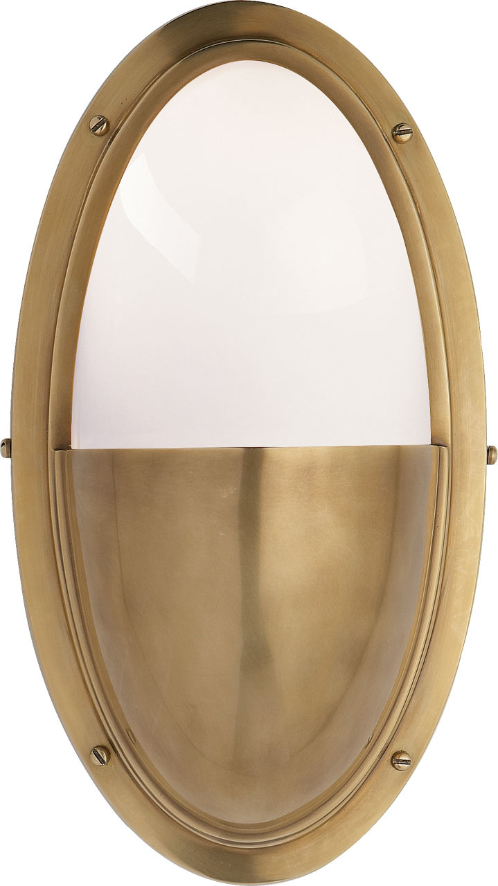 Pelham Oval Light | Hand-Rubbed Antique Brass | White Glass