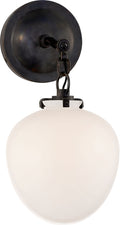 Katie Small Acorn Sconce | Bronze | White Glass