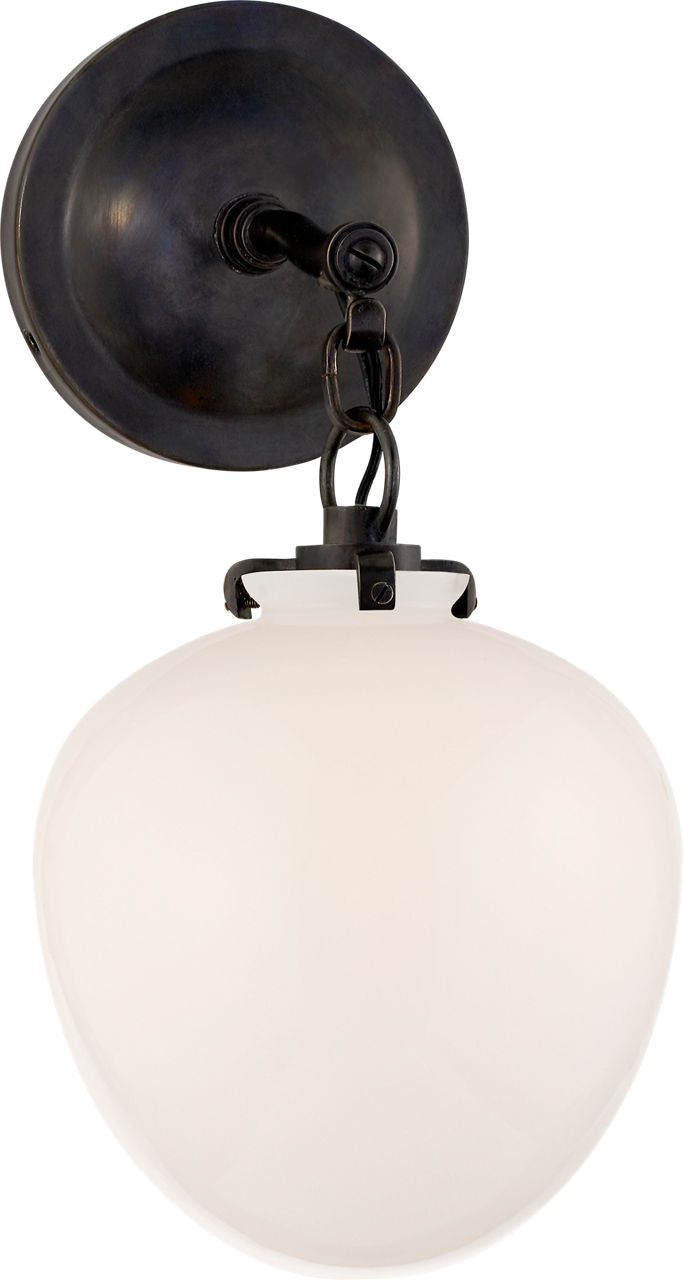 Katie Small Acorn Sconce | Bronze | White Glass