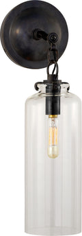 Katie Small Cylinder Sconce | Bronze | Clear Glass