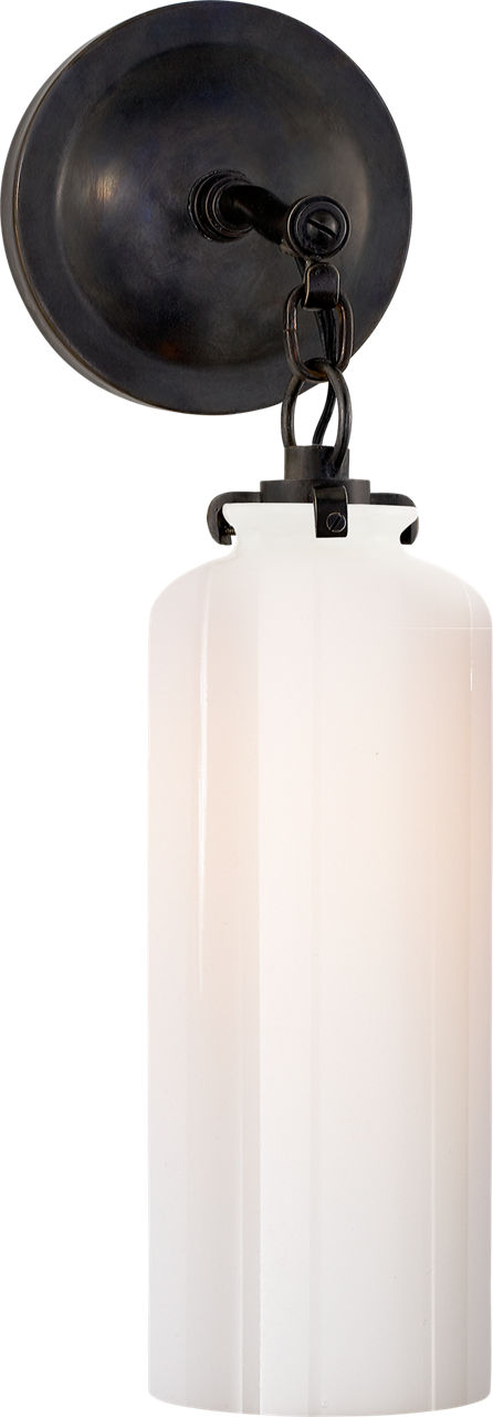 Katie Small Cylinder Sconce | Bronze | White Glass