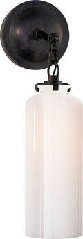 Katie Small Cylinder Sconce | Bronze | White Glass