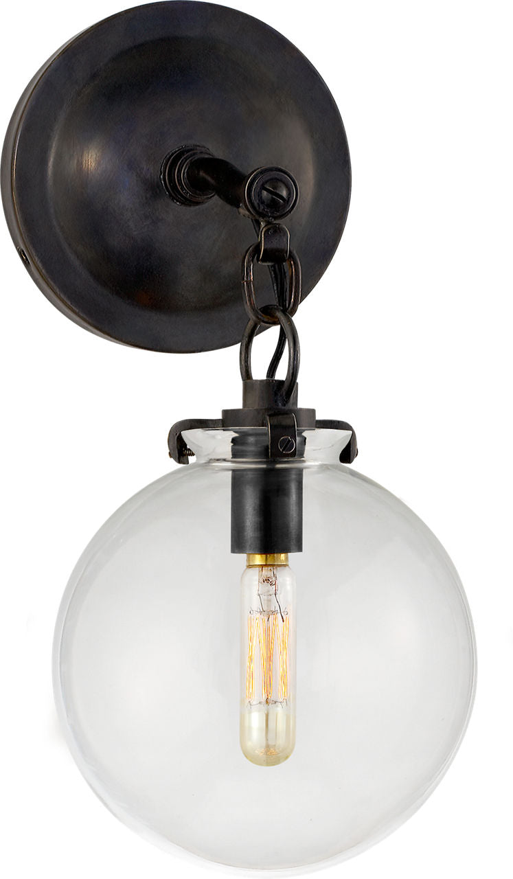 Katie Small Globe Sconce | Bronze | Clear Glass