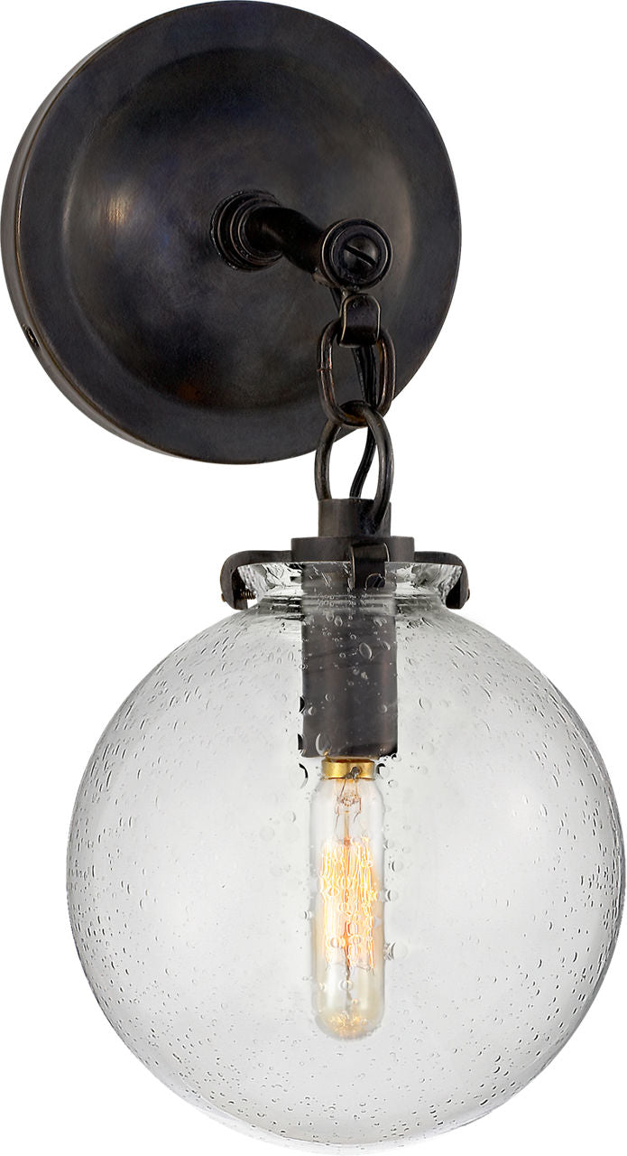 Katie Small Globe Sconce | Bronze | Seeded Glass