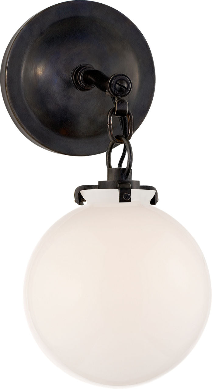 Katie Small Globe Sconce | Bronze | White Glass