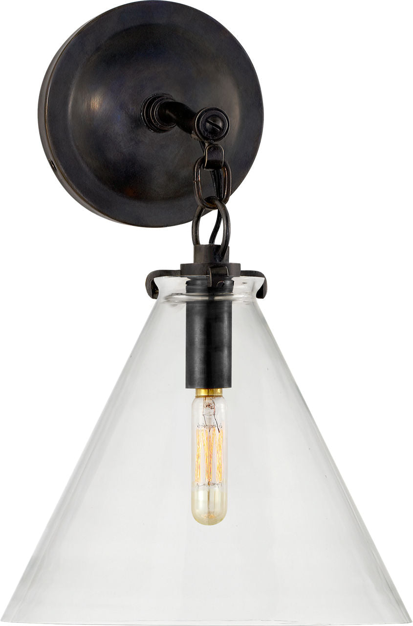 Katie Small Conical Sconce | Bronze | Clear Glass
