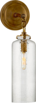 Katie Small Cylinder Sconce | Hand-Rubbed Antique Brass | Seeded Glass