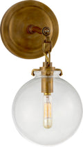 Katie Small Globe Sconce | Hand-Rubbed Antique Brass | Clear Glass