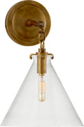Katie Small Conical Sconce | Hand-Rubbed Antique Brass | Clear Glass