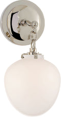 Katie Small Acorn Sconce | Polished Nickel | White Glass