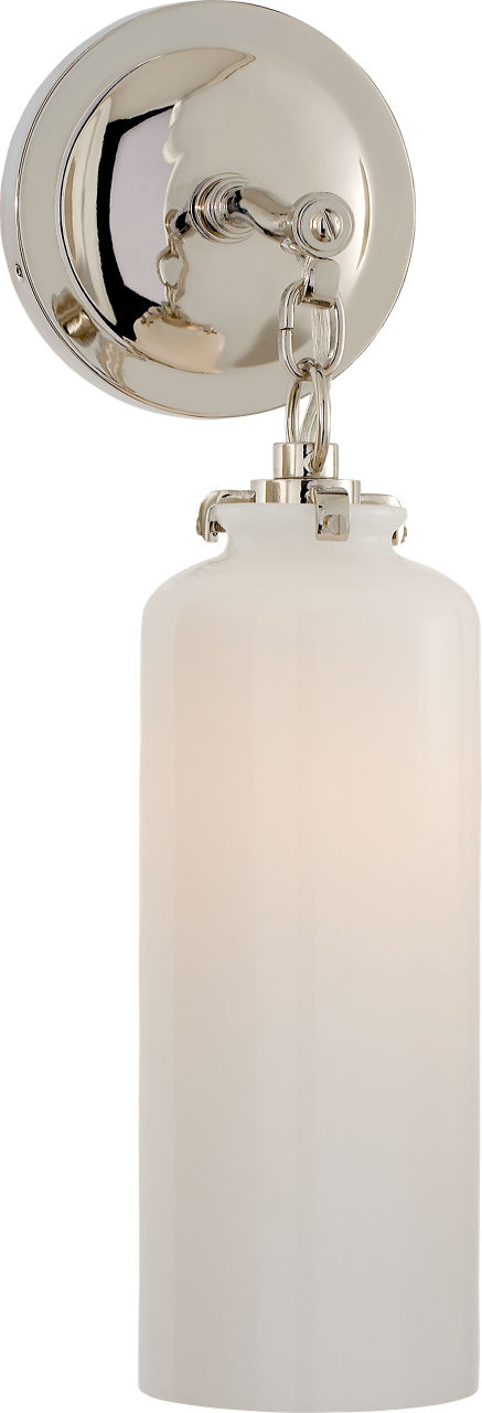 Katie Small Cylinder Sconce | Polished Nickel | White Glass