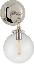 Katie Small Globe Sconce | Polished Nickel | Clear Glass