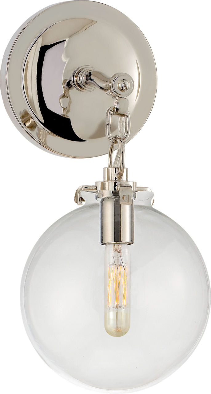 Katie Small Globe Sconce | Polished Nickel | Clear Glass