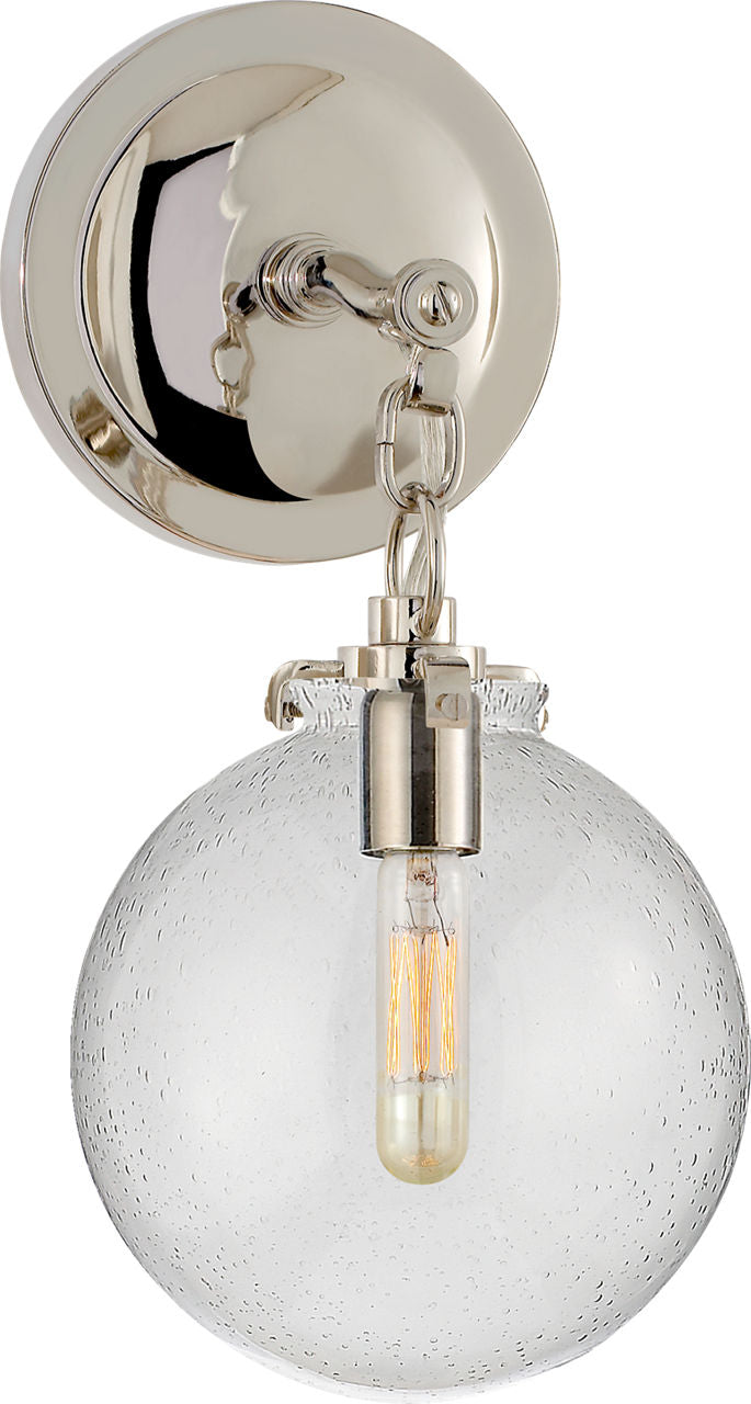 Katie Small Globe Sconce | Polished Nickel | Seeded Glass