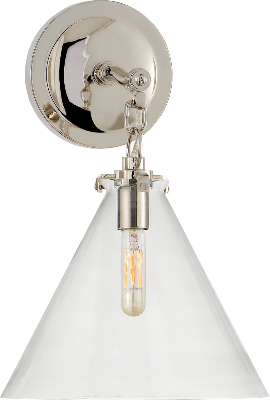 Katie Small Conical Sconce | Polished Nickel | Clear Glass