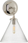 Katie Small Conical Sconce | Polished Nickel | Seeded Glass