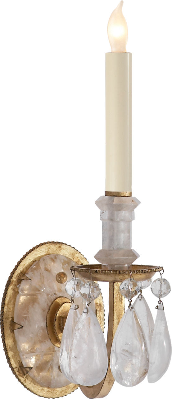 Elizabeth Single Sconce | Gilded Iron | Quartz