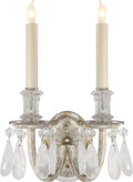 Elizabeth Double Sconce | Burnished Silver Leaf | Quartz