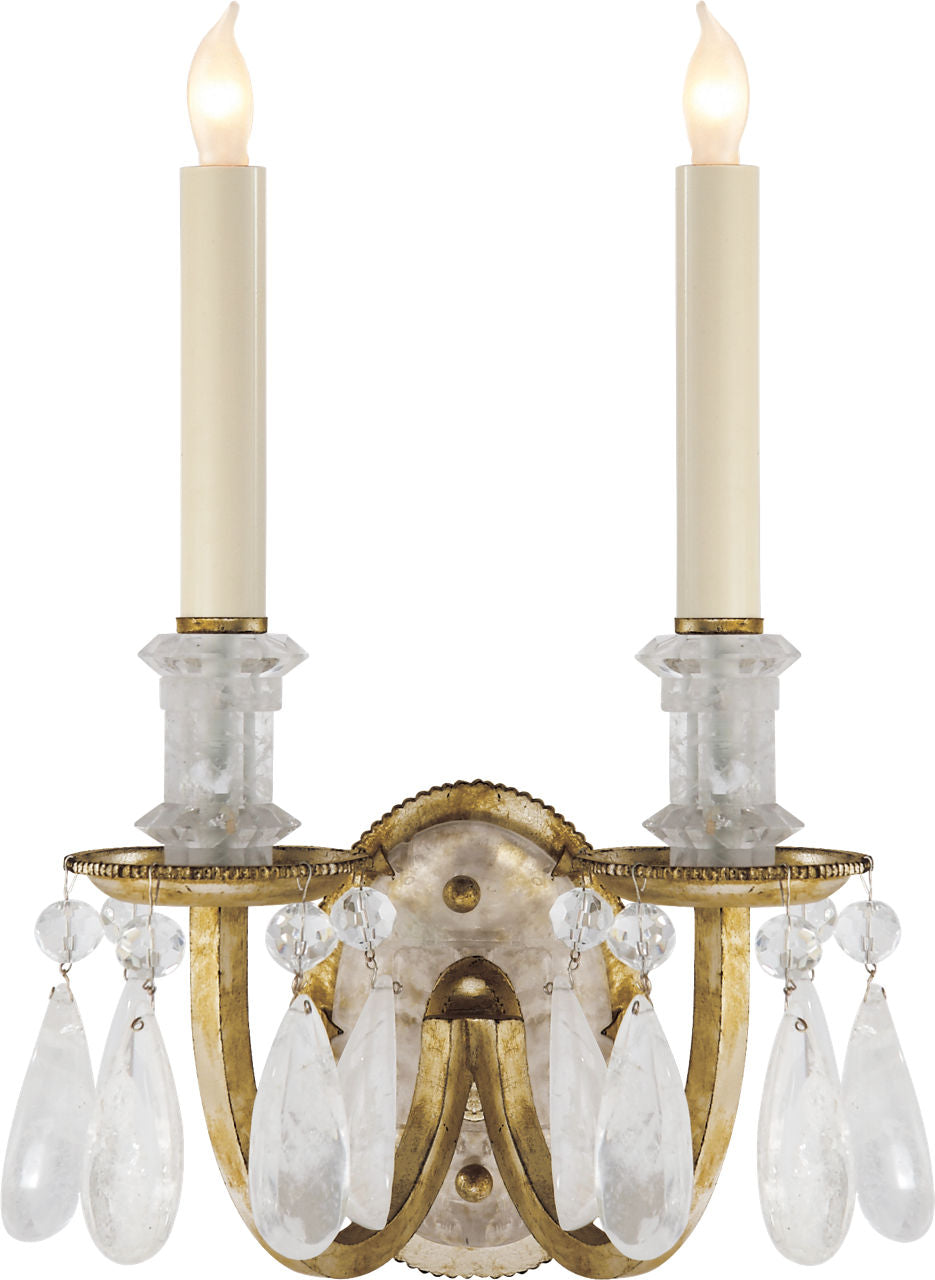 Elizabeth Double Sconce | Gilded Iron | Quartz