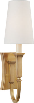 Delphia Small Single Sconce | Hand-Rubbed Antique Brass | Linen Shade