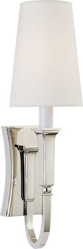 Delphia Small Single Sconce | Polished Nickel | Linen Shade