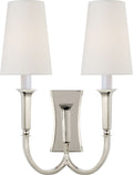 Delphia Large Double Arm Sconce | Polished Nickel | Linen Shade