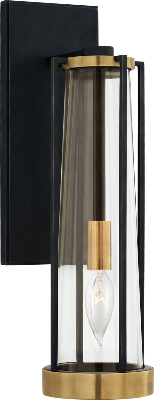 Calix Bracketed Sconce | Bronze and Brass | Clear Glass