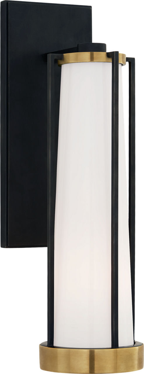 Calix Bracketed Sconce | Bronze and Brass | White Glass