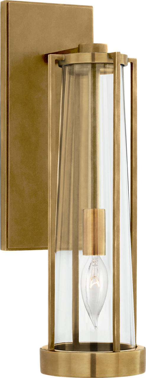 Calix Bracketed Sconce | Hand-Rubbed Antique Brass | Clear Glass