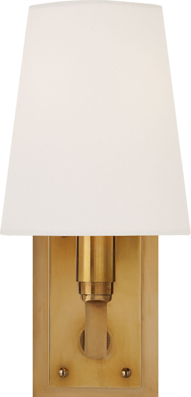 Watson Small Sconce | Hand-Rubbed Antique Brass | Linen Shade