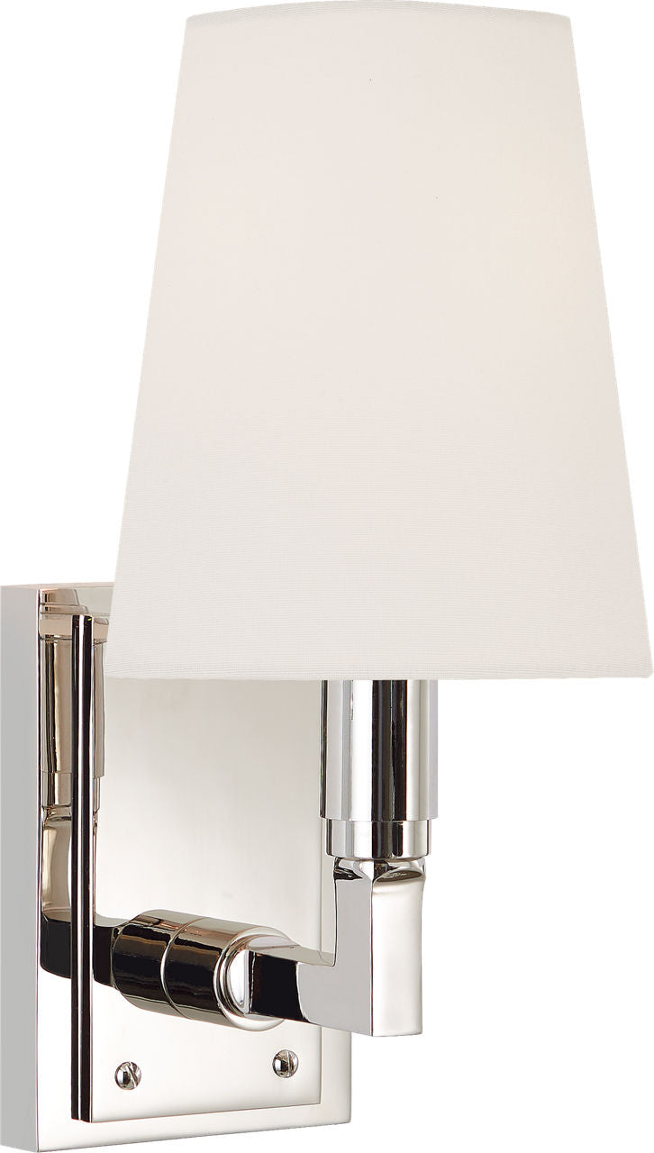 Watson Small Sconce | Polished Nickel | Linen Shade
