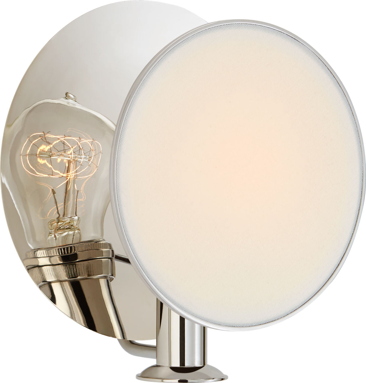 Osiris Single Reflector Sconce | Polished Nickel | Linen Diffuser