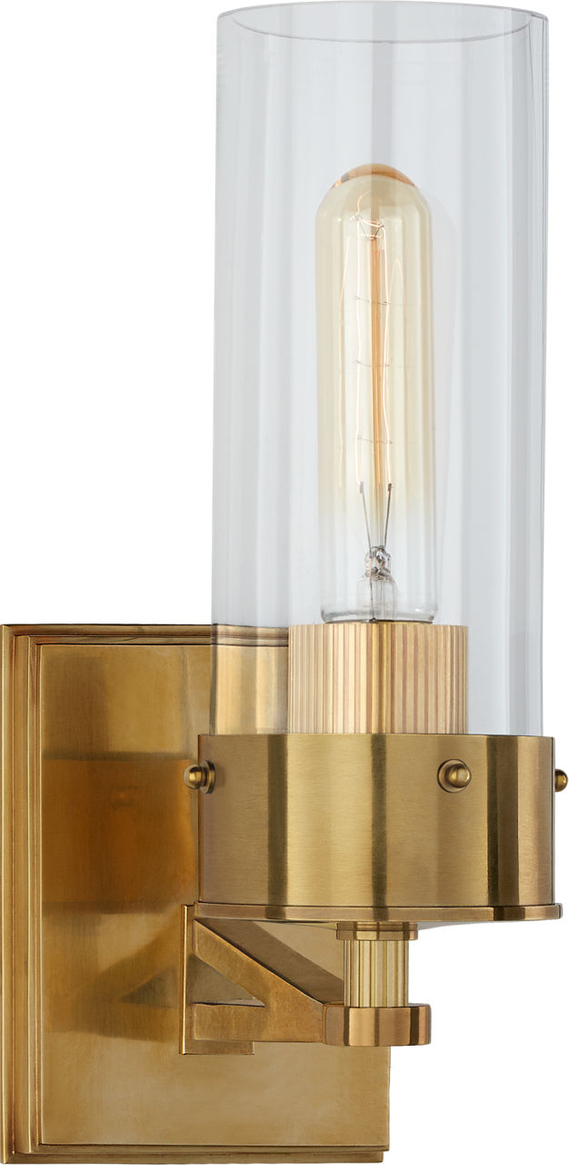Marais Medium Bath Sconce | Hand-Rubbed Antique Brass | Clear Glass