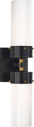 Marais Large Double Bath Sconce | Bronze and Hand-Rubbed Antique Brass | White Glass