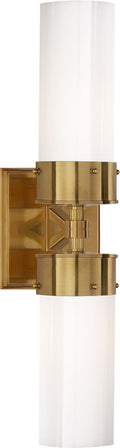 Marais Large Double Bath Sconce | Hand-Rubbed Antique Brass | White Glass