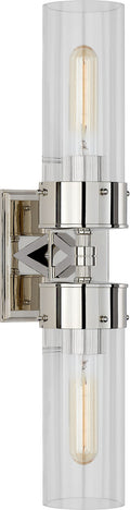 Marais Large Double Bath Sconce | Polished Nickel | Clear Glass