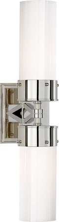 Marais Large Double Bath Sconce | Polished Nickel | White Glass