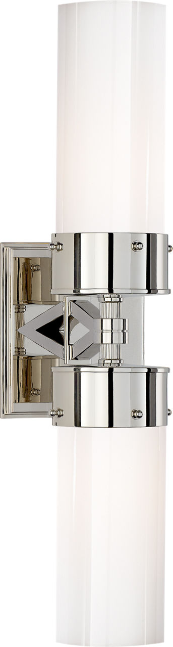 Marais Large Double Bath Sconce | Polished Nickel | White Glass