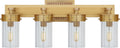 Marais Four-Light Bath Sconce | Hand-Rubbed Antique Brass | Clear Glass