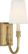 Modern Library Sconce | Hand-Rubbed Antique Brass | Linen Shade